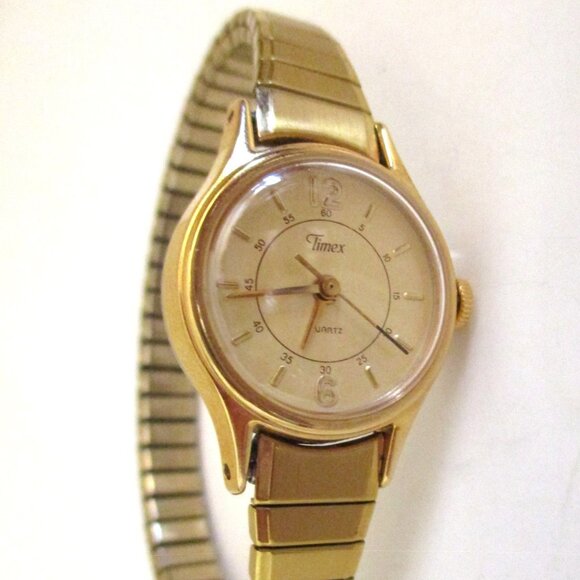 Timex Quartz Women's Watch, Water Resistant, Goldtone Stretch Band, Stainless - Picture 2 of 8